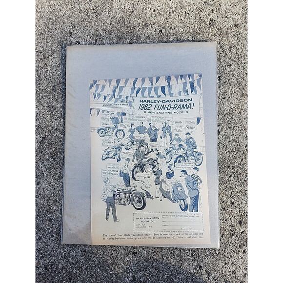 Vtg 1962 Harley- Davidson Motorcycle Fun-O-Rama Original Print Ad Ephemera - Picture 1 of 4